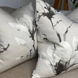 Lotus By Harlequin Fabric Magnolia Floral Cushion Cover, Grey, Cotton Satin Handmade Sofa Set Bed - thumbnail 2