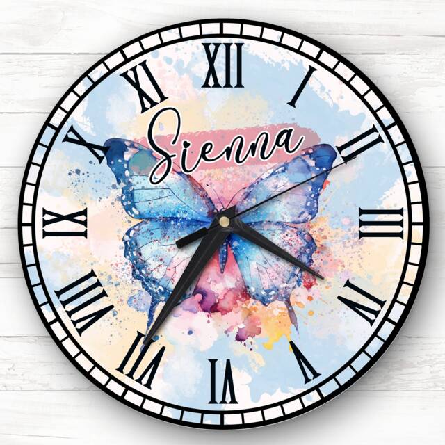 Watercolour Beautiful Butterfly Personalised Gift Clock - image 1