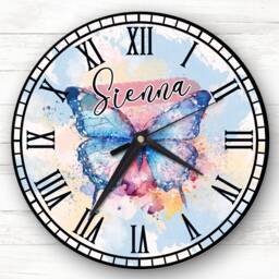 Watercolour Beautiful Butterfly Personalised Gift Clock