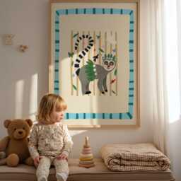 Lenny Lemur Art Print Kids Nursery, Bright Jungle Illustration - thumbnail 3
