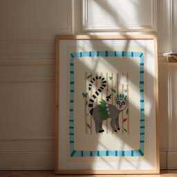 Lenny Lemur Art Print Kids Nursery, Bright Jungle Illustration - thumbnail 2