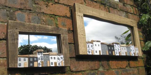 Funckles Set Of 2 Driftwood Mirrors Nautical Cottages - Grey - image 1