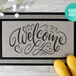 Sublimation Doormat Mockup & Yellow Boots - Digital File - thumbnail 2