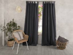 Linen Curtain-Linen Panel - Dark Grey Drape-Lined Panel With Black Out Lining-Width 52''(132cmx Custom Length - thumbnail 1