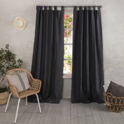 Linen Curtain-Linen Panel - Dark Grey Drape-Lined Panel With Black Out Lining-Width 52''(132cmx Custom Length - thumbnail 3