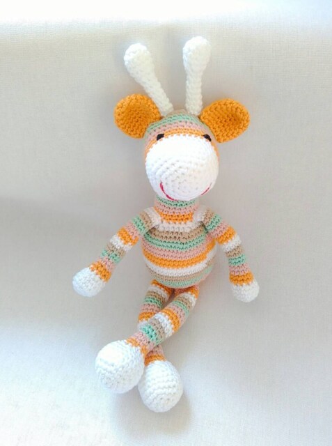 Crochet Giraffe Toy, Handmade Cotton Amigurumi, Baby Gift - image 1
