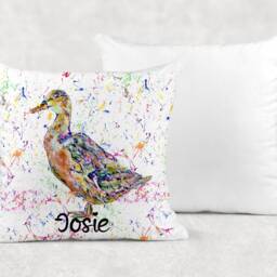 Personalised Watercolour Rainbow Duck Cushion, Cuddle Pillow, Birthday Gift - thumbnail 4