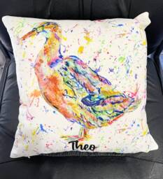 Personalised Watercolour Rainbow Duck Cushion, Cuddle Pillow, Birthday Gift - thumbnail 1