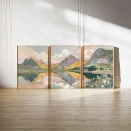 Scottish Highlands Poster Set Of 3 - Glencoe Mountain Reflection Landscape Painterly Nature Wall Art Triptych - thumbnail 3