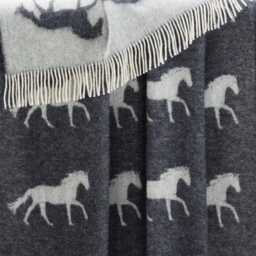 Black Horse Throw - Woven From Pure Wool Equestrian Blanket - thumbnail 4