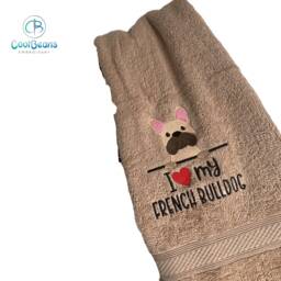 French Bulldog Dog Towel - Personalised Face Cloth/Hand Bath Embroidered - thumbnail 1