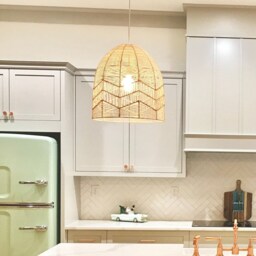 Rattan Pendant Light Fixture, Rustic Ceiling Lamp, Kitchen Island Lighting, Dia 17.7 - thumbnail 3