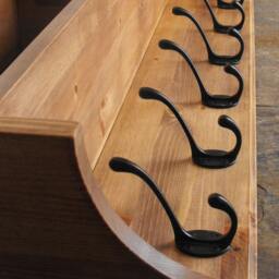 Wide Hat & Coat Rack With Shelf. Wall Mounted Solid Wood Display Shelves Cast Iron Hooks For Hall Kitchen Bathroom Or Bedroom - thumbnail 3