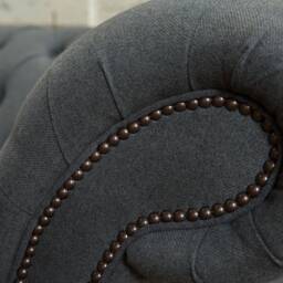 Unique British Handmade 3 Seater Chesterfield Sofa - Reflex Cushion Seat Dark Grey Plain Wool - thumbnail 2