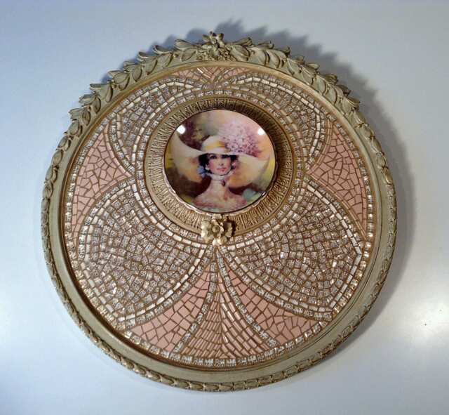 Avon Plate Mosaic Wall Art Handcrafted Vintage Frame, 28 - image 1
