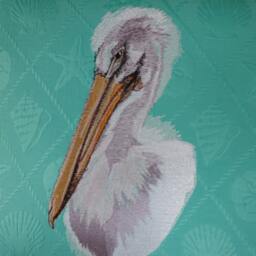 Embroidered Pelican Pillow - Shore Bird Beach Decor - thumbnail 4