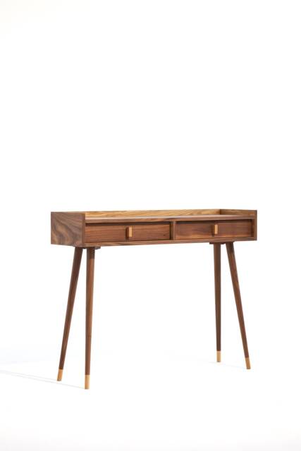Handmade Mid Century Modern Walnut Console Hallway Table With Drawers - image 1