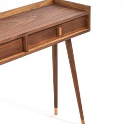 Handmade Mid Century Modern Walnut Console Hallway Table With Drawers - thumbnail 4