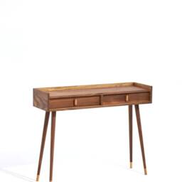 Handmade Mid Century Modern Walnut Console Hallway Table With Drawers - thumbnail 3