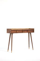Handmade Mid Century Modern Walnut Console Hallway Table With Drawers - thumbnail 1