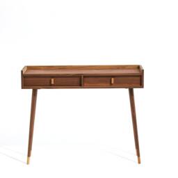 Handmade Mid Century Modern Walnut Console Hallway Table With Drawers - thumbnail 2