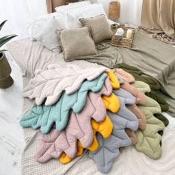 Oak Leaf Organic Cotton Play Mat Montessori Baby Nursery Decor - thumbnail 2