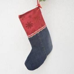 Christmas Stocking, Denim Personalised Personalized Santa Sack, Xmas Sock, Style Is Boho - thumbnail 4