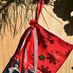 Christmas Stocking, Denim Personalised Personalized Santa Sack, Xmas Sock, Style Is Boho - thumbnail 3