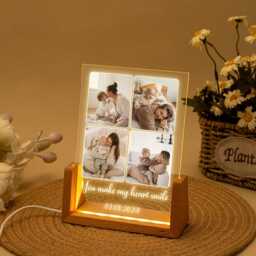 Peronalized Photo Night Light, Custom Collage Frame Lamp, Wedding Gift For Couple, Mom, Valentines Day Gift, Anniversary - thumbnail 2