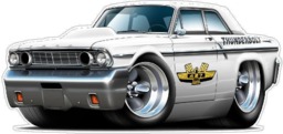 1964 Ford Fairlane Thunderbolt Drag Car Wall Decal Man Cave Decor - thumbnail 1