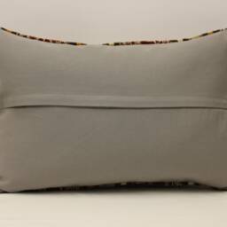 Vintage Turkish Kilim Pillow Cover, 16x24 Wool Lumbar Cushion - thumbnail 4
