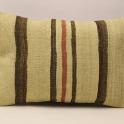 Vintage Turkish Kilim Pillow Cover, 16x24 Wool Lumbar Cushion - thumbnail 2