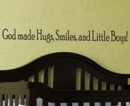 God Made Hugs Smiles & Little Boys Boy Room Kid Baby Nursery Wall Decal Vinyl Quote Lettering Decoration Sticker Decor Art Mural K58 - thumbnail 1