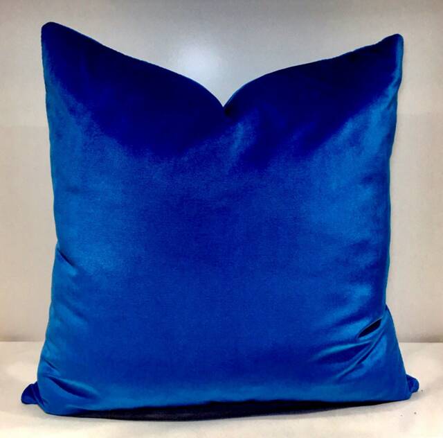 Royal Blue Velvet Pillow Cover Decorative Throw Pillow, Euro Sham - image 1