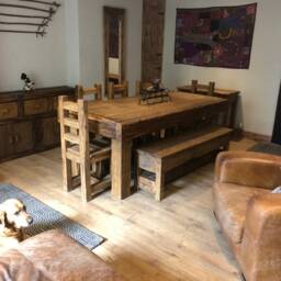 Handmade Rustic French Oak Dining Set - thumbnail 3