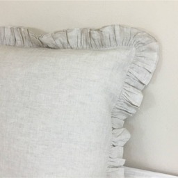 Natural Linen Ruffle Euro Sham Cover, Linen Ruffle Pillow Accented Sham, Protector, No Dye, Coloring - thumbnail 2