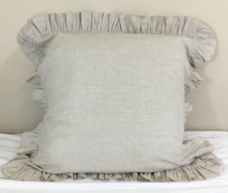 Natural Linen Ruffle Euro Sham Cover, Linen Ruffle Pillow Accented Sham, Protector, No Dye, Coloring