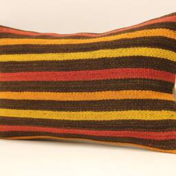 Bohemian Kilim Pillow, 10x20 Turkish Boho Tribal Throw Ethnic Fabric, Cushion Cover 4Oef-642 - thumbnail 3