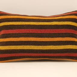 Bohemian Kilim Pillow, 10x20 Turkish Boho Tribal Throw Ethnic Fabric, Cushion Cover 4Oef-642 - thumbnail 2
