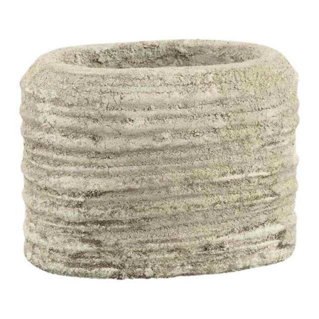 Large Oval Concrete Vase, Stone Textured Cement Cream Grey Rustic Nordic Vase - image 1