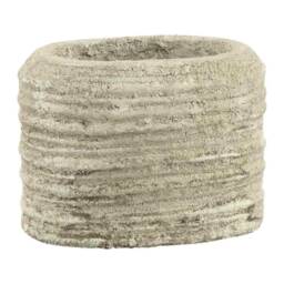 Large Oval Concrete Vase, Stone Textured Cement Cream Grey Rustic Nordic Vase - thumbnail 1