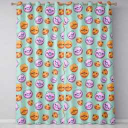 Cute Kawaii Donut Pumpkin Lollipop Pattern Teal Background Readymade Eyelet Ring Top Thermal 100% Blackout Curtains - thumbnail 2