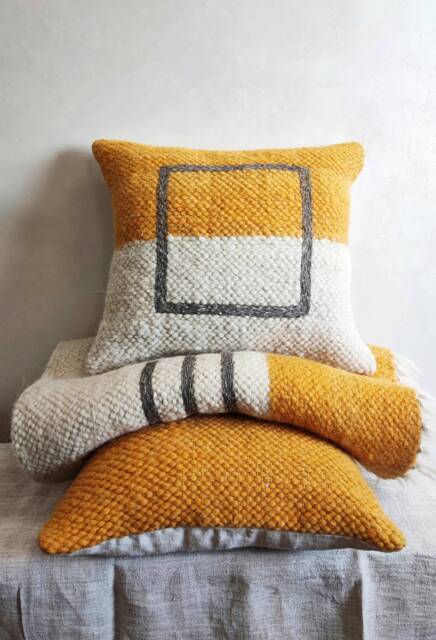 Orange & White Handmade Wool Pillow, Square Decorative Throw Cushion For Sofa, Boho Room Decor, Easter Gift Or Mom Birthday Present - image 1