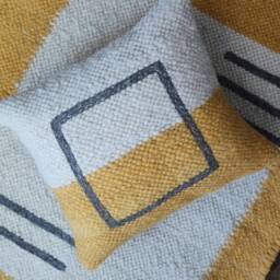Orange & White Handmade Wool Pillow, Square Decorative Throw Cushion For Sofa, Boho Room Decor, Easter Gift Or Mom Birthday Present - thumbnail 3
