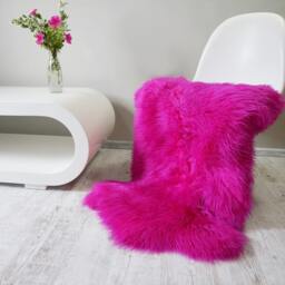 "Pink Sheepskin Throw Rug, Genuine Leather, Comfy Cozy Decor - 44"" X 28" - thumbnail 3