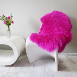 "Pink Sheepskin Throw Rug, Genuine Leather, Comfy Cozy Decor - 44"" X 28" - thumbnail 2