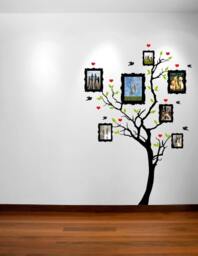 Large Wall Family Picture Frame Tree Decal With Hearts, Birds & Leaves Nursery 1163 - 7 Feet Tall - thumbnail 3