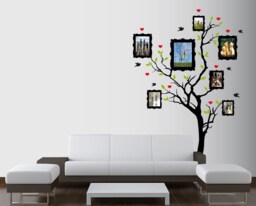 Large Wall Family Picture Frame Tree Decal With Hearts, Birds & Leaves Nursery 1163 - 7 Feet Tall