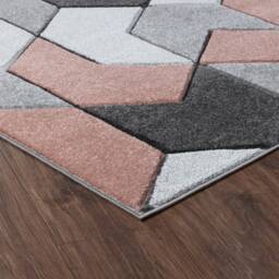 New Small Large Blush Pink Silver Grey Puzzle Design Area Rugs Mats - thumbnail 2