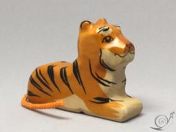 Toy Tiger Baby Woodencolurful Orange Black Stripes Lying Size 7, 0 X 6, 0 2, 0 cm - Bxhxs Approx. 33, 0 Gr